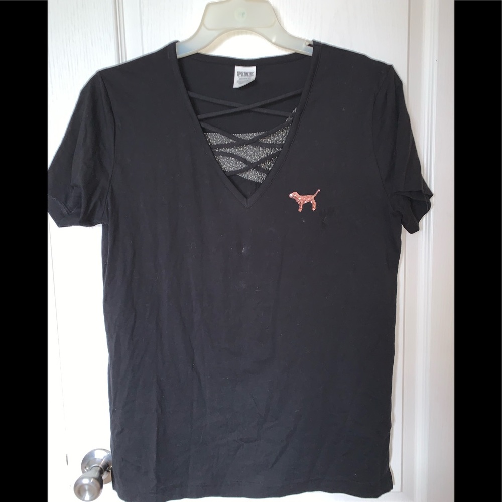 Black short sleeve PINK brand tee